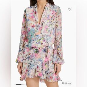 ROCCO SAND Floral Print Wrap Minidress XS NWOT